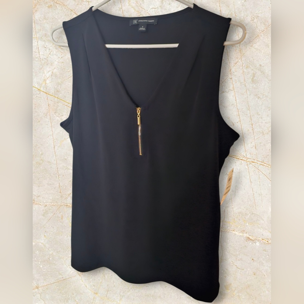 INC International Concepts Black Sleeveless Tank Top